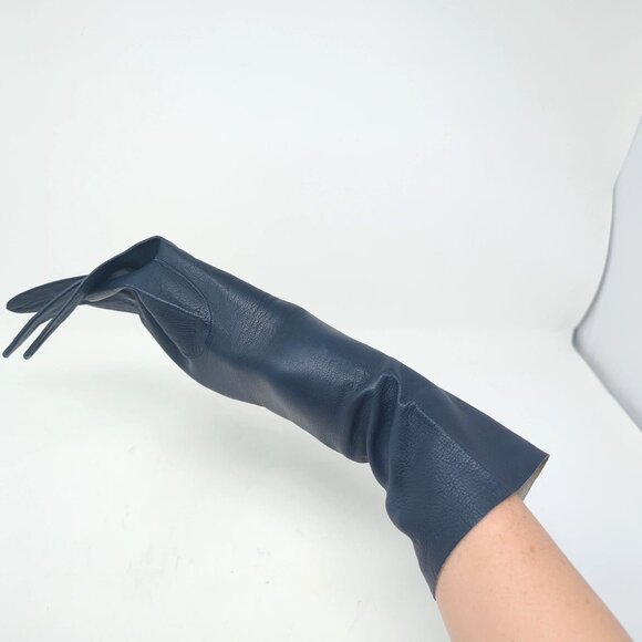 Vintage Roger Fare Gloves X Small 6.5 Blue Leather France - Picture 9 of 9